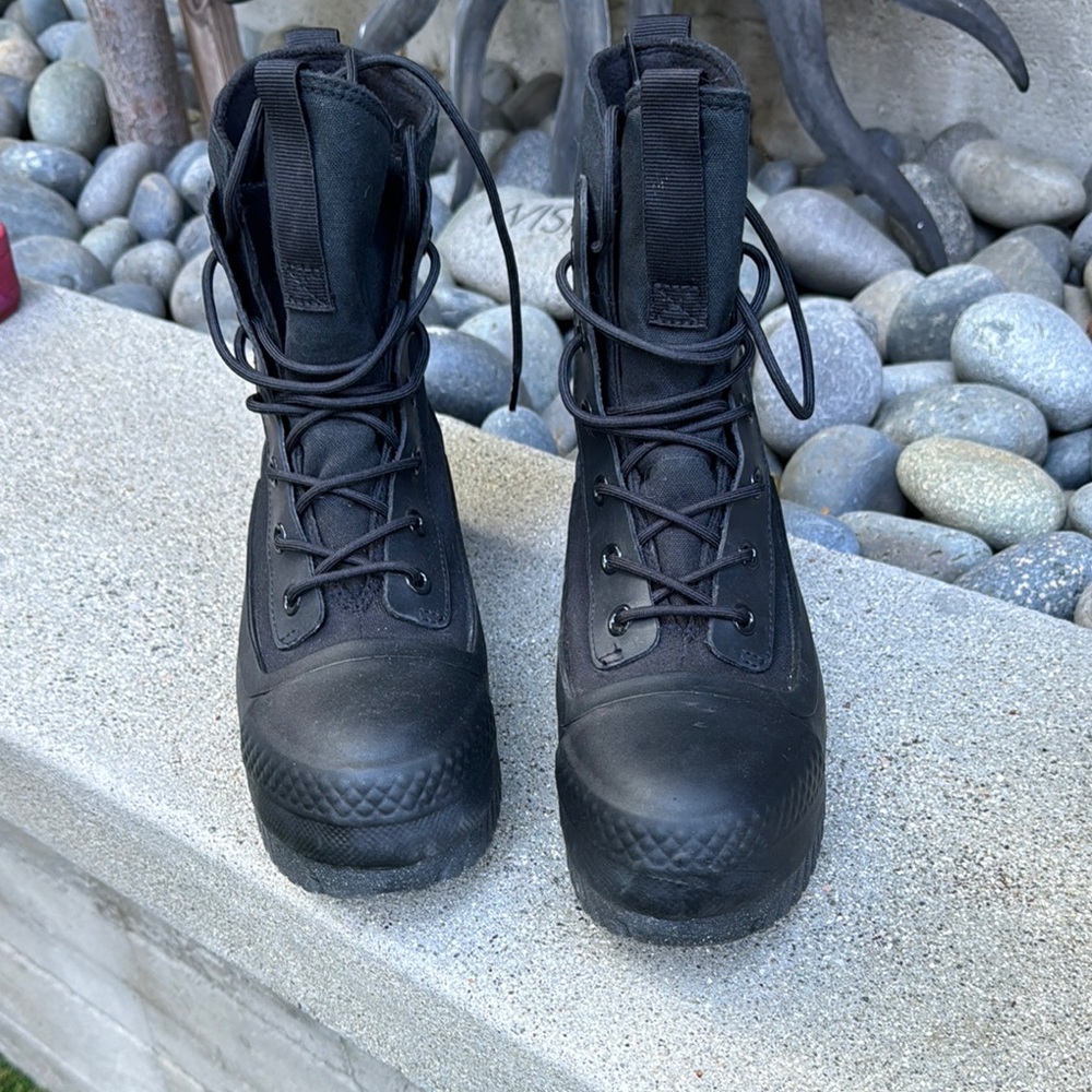 Black Lace-Up Converse Combat Boots